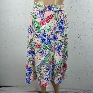 American Apparel XS/S Lulu The Floral Pink Midi Wrap Skirt